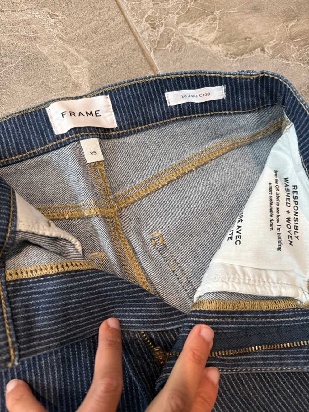 Frame Denim Navy Pinstripe Straight Jeans - Picture 2 of 4